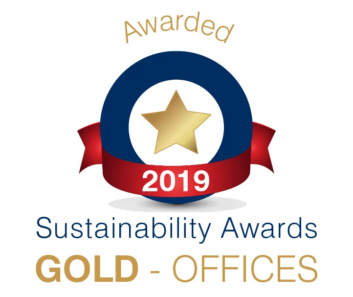 Gold office sustainability award badge